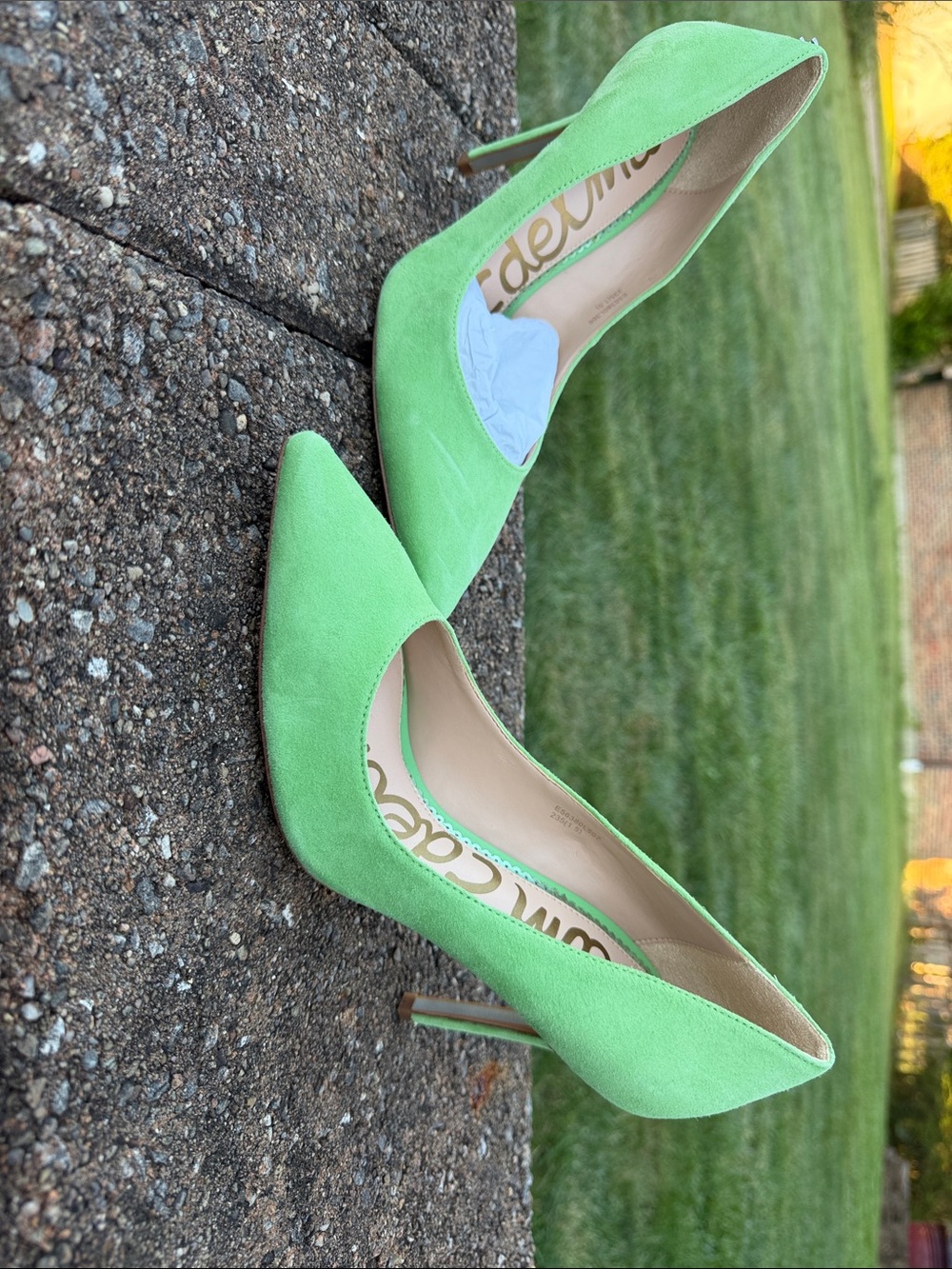 Sam Edelman Lime Green Suede Pointed-Toe Stiletto Pumps